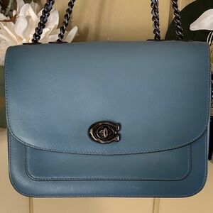 Coach Madison Shoulder Bag With Chain; Leather, Style
#5211 Azure/pewter